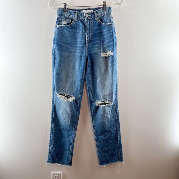 Garage Denim Hi-Rise 100% Cotton Vintage Straight Ripped Jean Ollie Wash 0 / 25 - Picture 2 of 9
